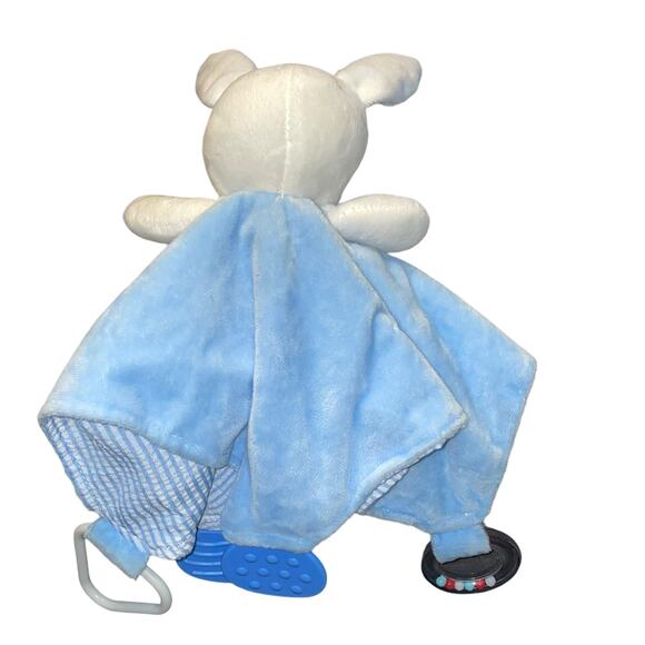 Modern Baby Lovey Bunny Rabbit Security Snuggle Blanket Rattle Shower Gift 12" - Picture 10 of 13